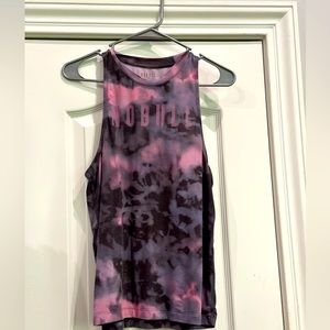 NOBULL Women’s High Neck Tank - Pink and Black Tie-Die